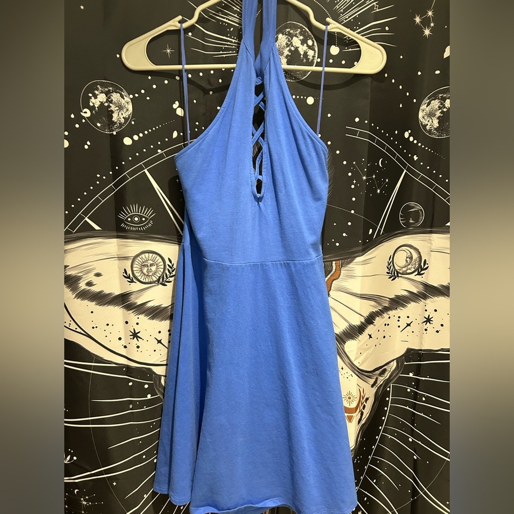 EXPRESS-  royal blue halter skater dress